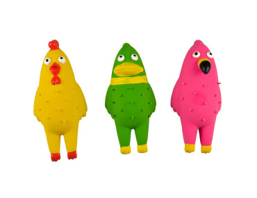 JOUET LATEX FLAMANT/POULET/CANARD