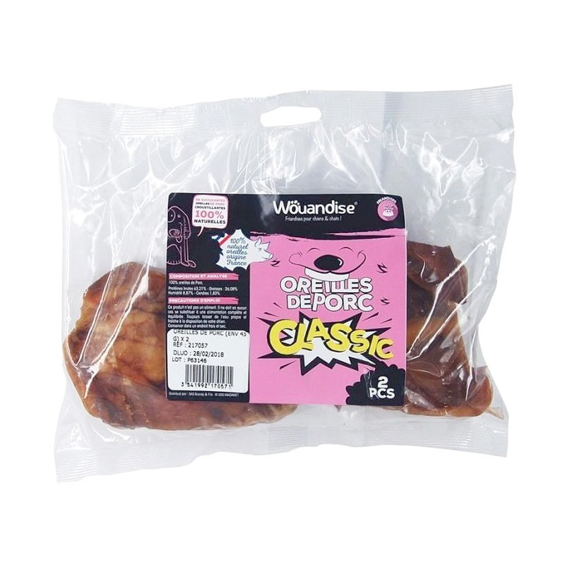 FRIANDISE OREILLES DE PORC WOUANDISE X2 FRIANDISE OREILLES DE PORC WOUANDISE X2