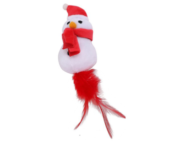 BONHOMME DE NEIGE POUR CHAT AVEC PLUME