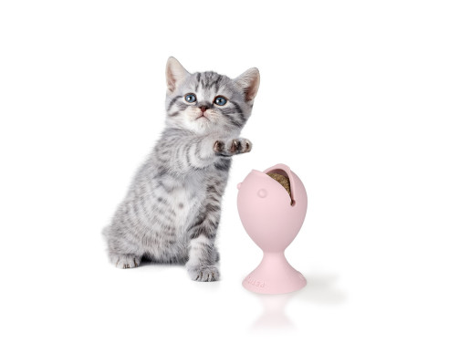 JOUET PUFFI AVEC BALLE CATNIP ROSE JOUET PUFFI AVEC BALLE CATNIP ROSE