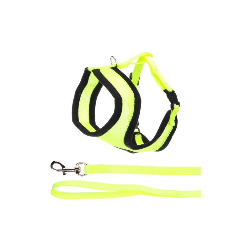 Harnais + Laisse Chaton Jaune Fluo