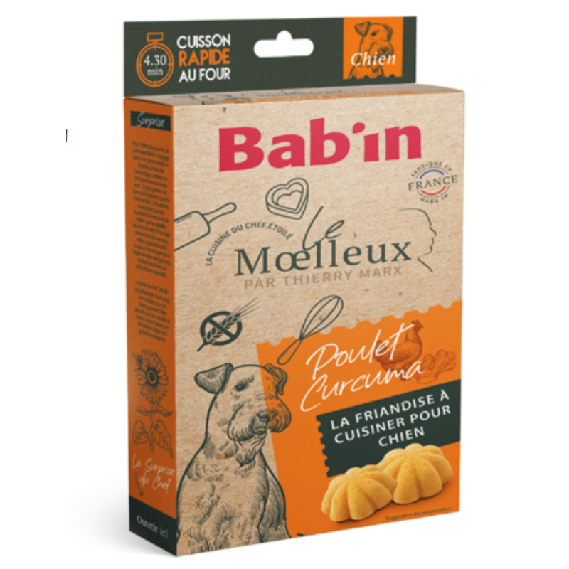 BABIN MOELLEUX CHIEN POULET-CURCUMA 150GR BABIN MOELLEUX CHIEN POULET-CURCUMA 150GR