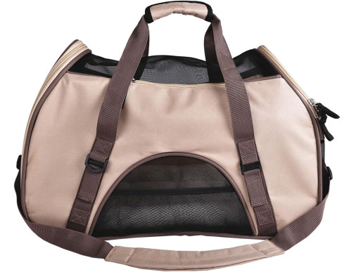 sac de transport marron beige design pour chien chat