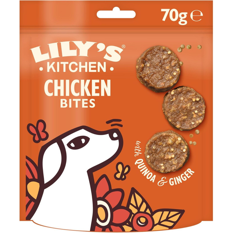 LILYS MINI BOUCHEES POULET QUINOA GING 70GR LILYS MINI BOUCHEES POULET QUINOA GING 70GR