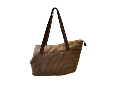 SAC TRANSP MOUSTACHES VELOURS COT. BRUN GM