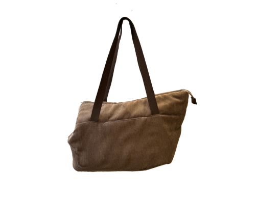 SAC TRANSP MOUSTACHES VELOURS COT. BRUN GM