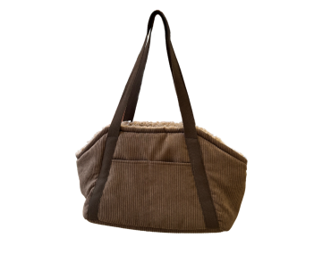 SAC TRANSP MOUSTACHES VELOURS COT. BRUN PM