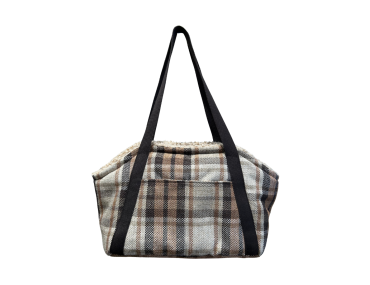 SAC TRANSPORT MOUSTACHES TARTAN BEIGE PM