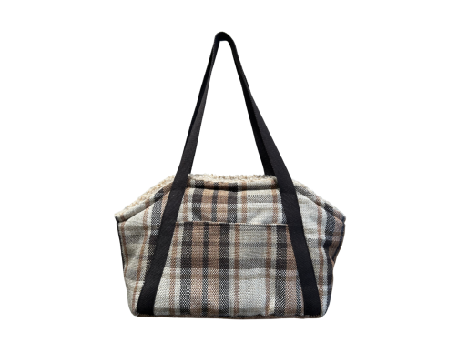 SAC TRANSPORT MOUSTACHES TARTAN BEIGE PM