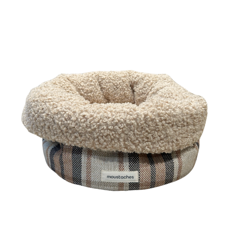 BASKET MOUSTACHES TARTAN BEIGE 40CM