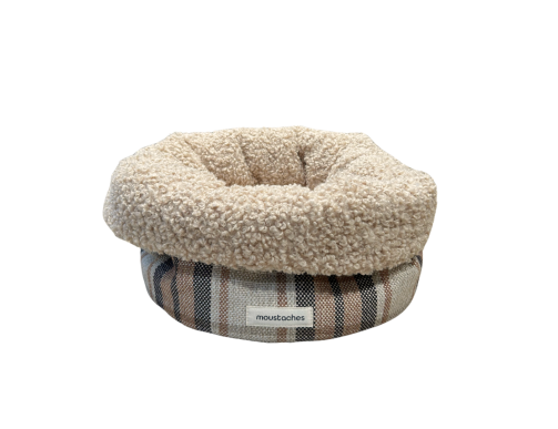 BASKET MOUSTACHES TARTAN BEIGE 40CM