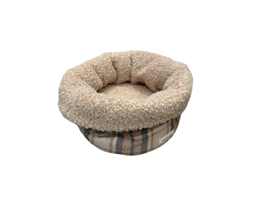 BASKET MOUSTACHES TARTAN BEIGE 40CM
