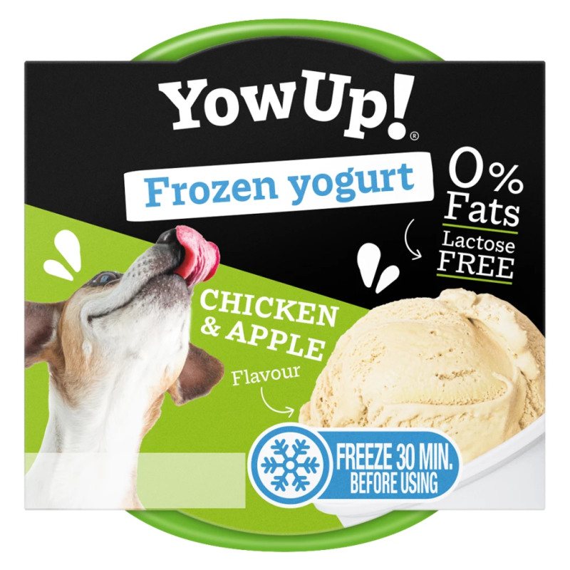 YOWUP DOG YOGURT GLACE POMME-POULET 110GR -ETE YOWUP DOG YOGURT GLACE POMME-POULET 110GR -ETE