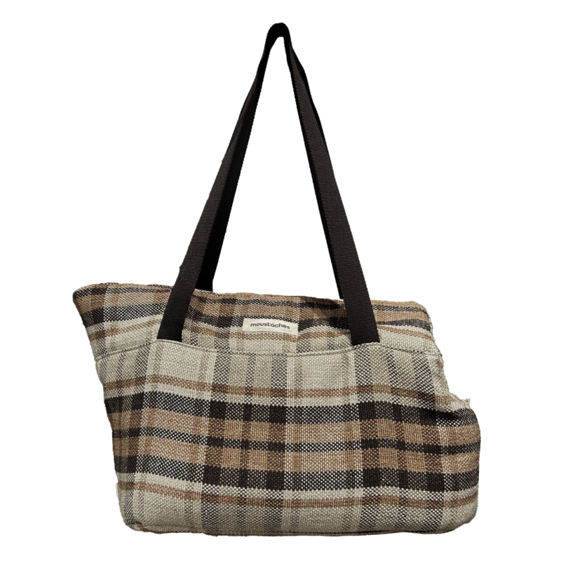 SAC TRANSPORT MOUSTACHES TARTAN BEIGE GM SAC TRANSPORT MOUSTACHES TARTAN BEIGE GM