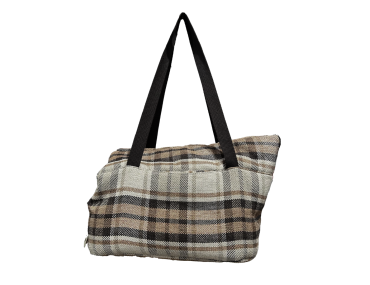 SAC TRANSPORT MOUSTACHES TARTAN BEIGE GM