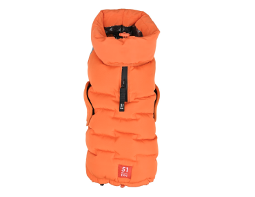 doudoune orange fluo pour chien col thermique north face
