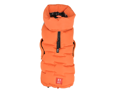 doudoune orange fluo pour chien col thermique north face