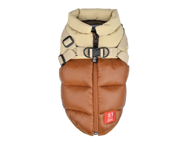 manteau doudoune camel pour chien harnais