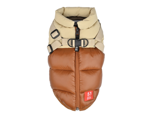 manteau doudoune camel pour chien harnais