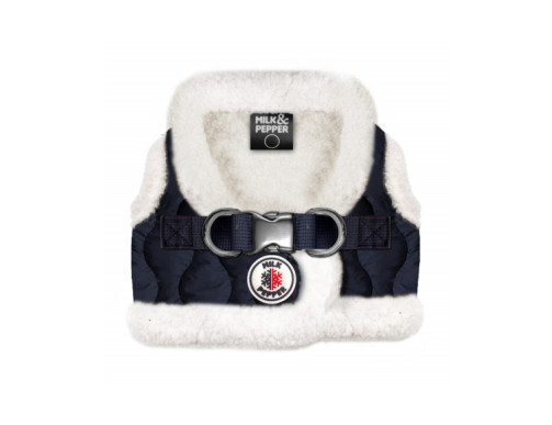 harnais doux chaud pour chien hiver bleu marine