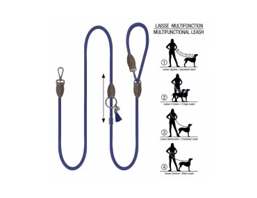 LAISSE KAYA BANDOULIERE BLEU PETROLE 220CM/9MM