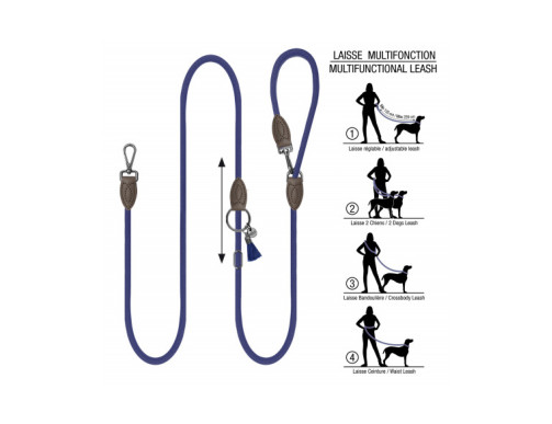 LAISSE KAYA BANDOULIERE BLEU PETROLE 220CM/9MM
