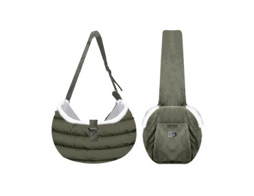 sac bandoulière pour chien transport kaki