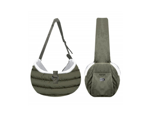 sac bandoulière pour chien transport kaki