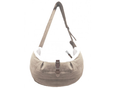 sac bandoulière daim beige transport pour chien