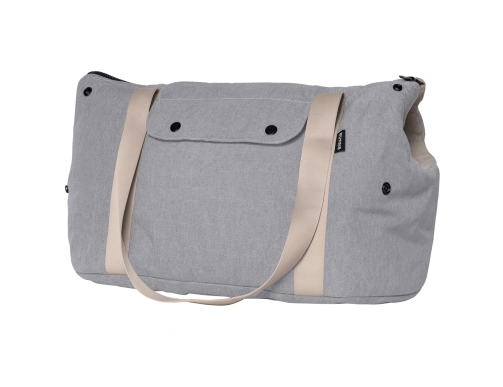 sac de transport chien gris à poche