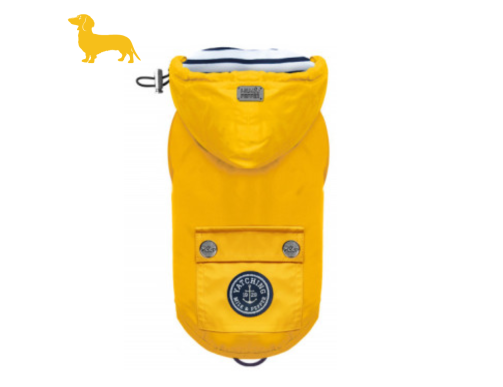 imperméable ciré pour chien jaune teckel