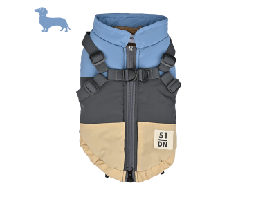 teckel manteau chien hiver imperméable, 51 Degrees North, chaud harnais intégré