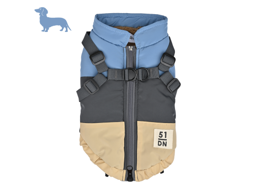 teckel manteau chien hiver imperméable, 51 Degrees North, chaud harnais intégré