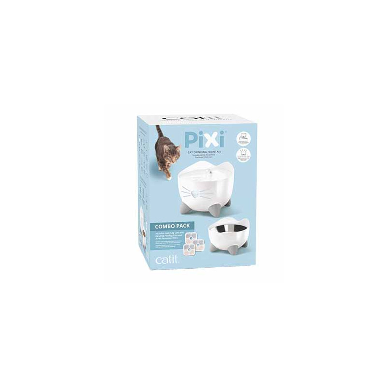 COMBO KIT CATIT PIXI FONTAINE+BOL+FILTRES BLANC