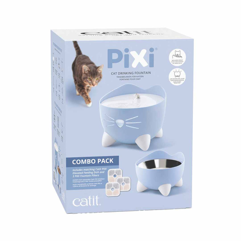 COMBO KIT CATIT PIXI FONTAINE+BOL+FILTRES BLEU COMBO KIT CATIT PIXI FONTAINE+BOL+FILTRES BLEU