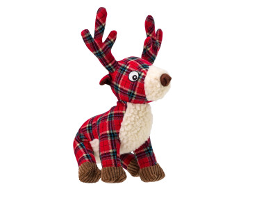 jouet de noël rennes tweed rouge chien