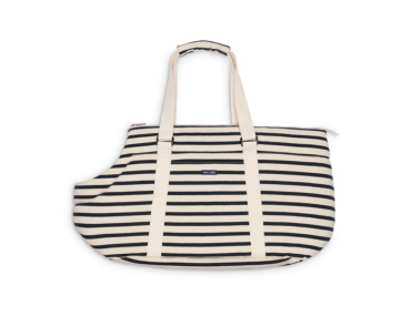 sac de transport ecru/marine chien