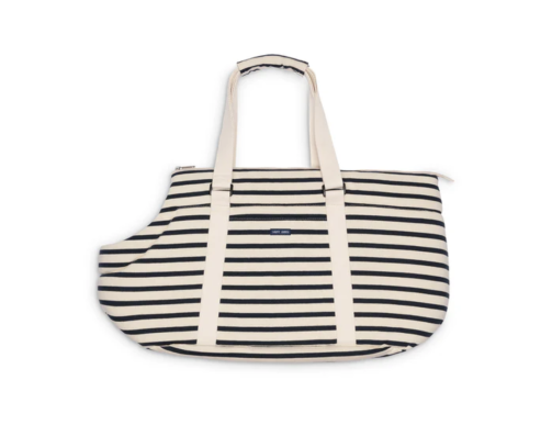 sac de transport ecru/marine chien
