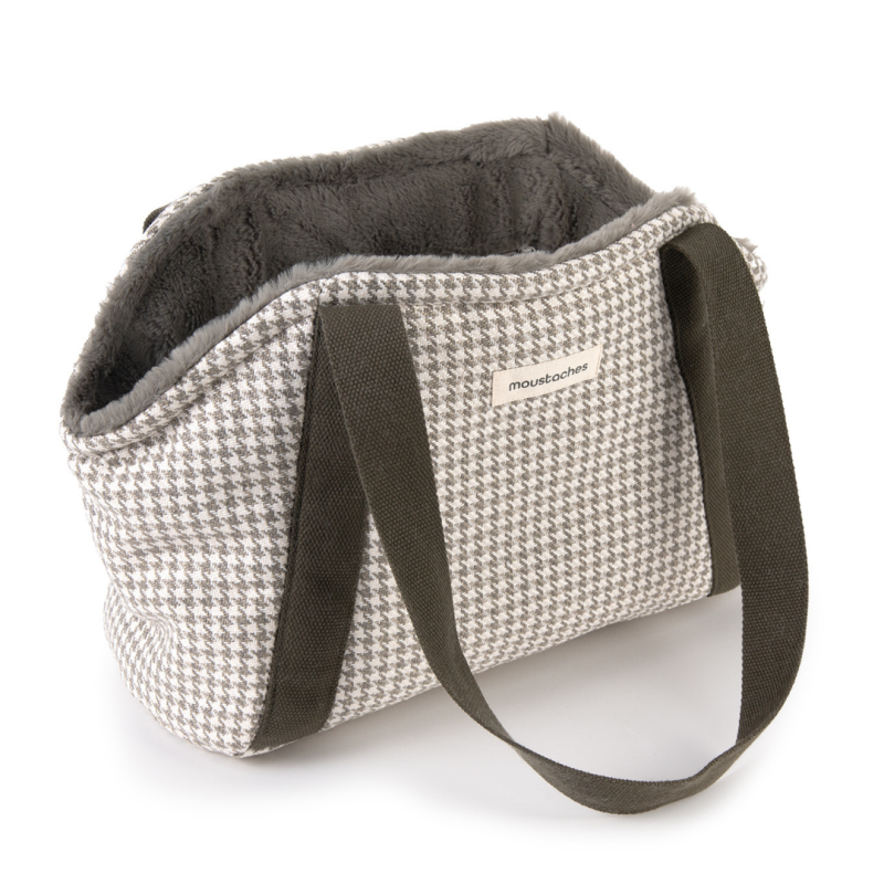 SAC TRANSP MOUSTACHES PIED DE POULE SAUGE