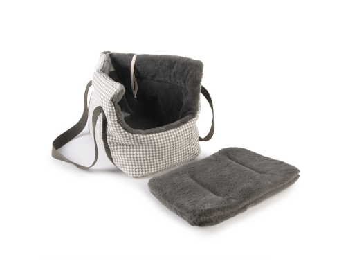 SAC TRANSP MOUSTACHES PIED DE POULE SAUGE