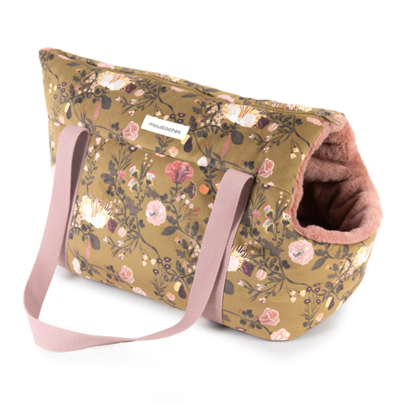 SAC DE TRANSPORT MOUSTACHES FLOWER KAKI L