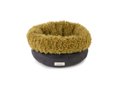 panier chat petit chien collection Moustaches gris foncé noir velours frise graphite