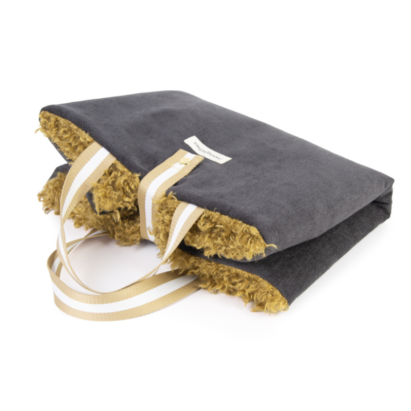 TAPIS DE VOYAGE MOUSTACHES VELOURS/FRISÉ GRAPHITE