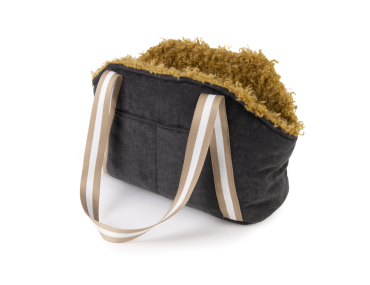 SAC TRANSP MOUSTACHES VELOURS/FRISE GRAPHITE