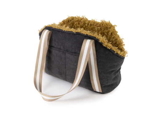 SAC TRANSP MOUSTACHES VELOURS/FRISE GRAPHITE