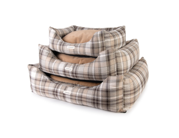 sofa moustaches chien chat carreau beige tartan