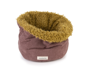 BASKET MOUSTACHES VELOURS/FRISE BORDEAUX