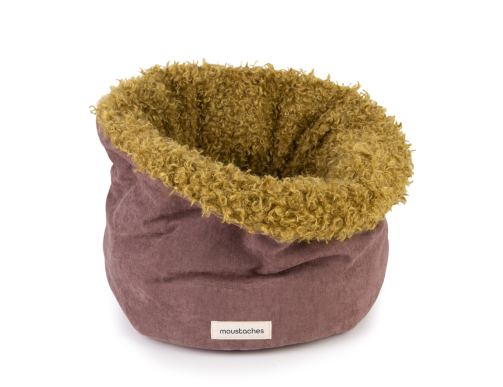 BASKET MOUSTACHES VELOURS/FRISE BORDEAUX