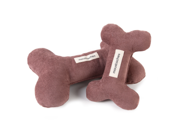 JOUET OS MOUSTACHES VELOURS/FRISE BORDEAUX