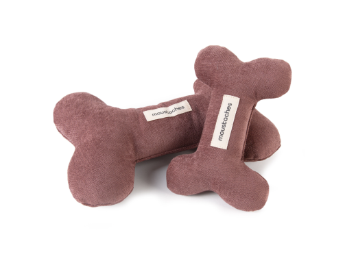 JOUET OS MOUSTACHES VELOURS/FRISE BORDEAUX